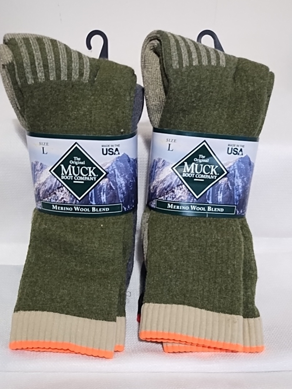 Men’s Merino Wool Blend Green Crew Socks  - Size L